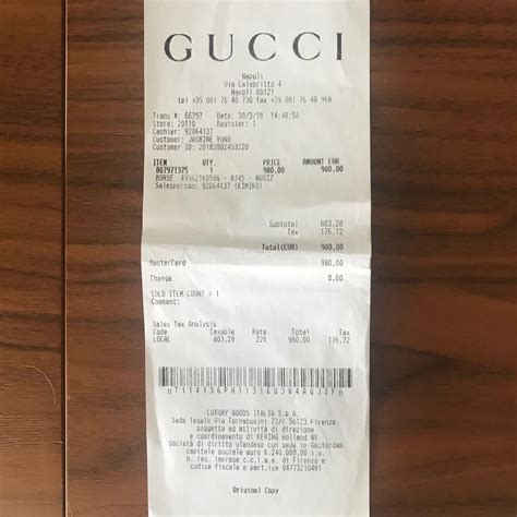 gucci purse receipt